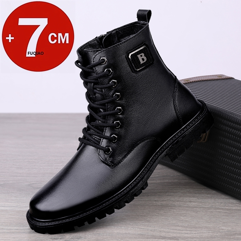 Men'S Shoes With Height Increase - Botas de elevador de couro genuíno