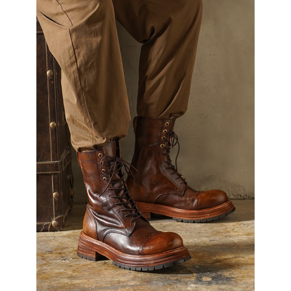 Men'S Shoes Brogues - Botas masculinas de couro genuíno para