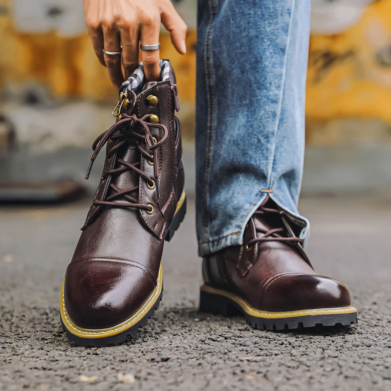 Men Shoes Oxford - Botas de Couro Masculinas da Moda