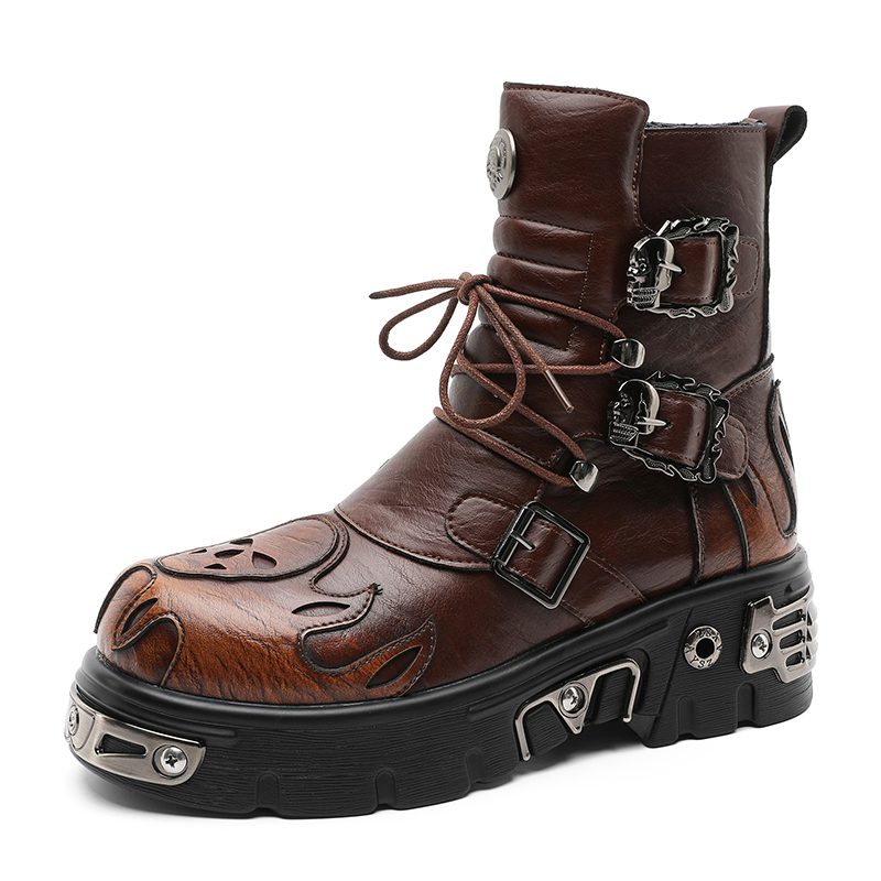 Men'S Shoes With Height Increase - Botas de Motocicleta Masculinas Estilo Punk