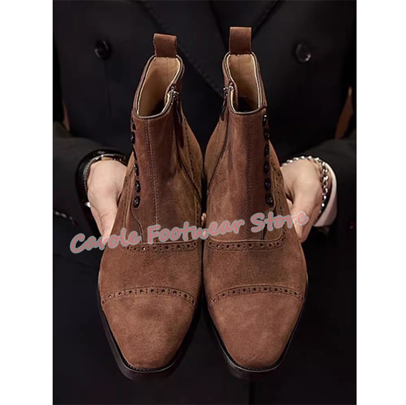 Men'S Shoes Brogues - Estilo britânico escultura couro genuíno botas