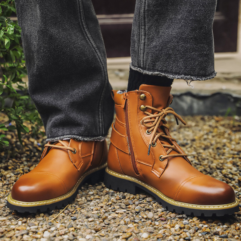 Men Shoes Oxford - Botas de Couro Masculinas de Moda
